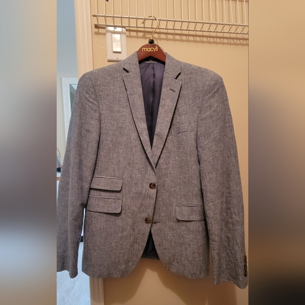 Bar III Chambray Sport Coat Blazer Jacket 36S Men Slim Fit